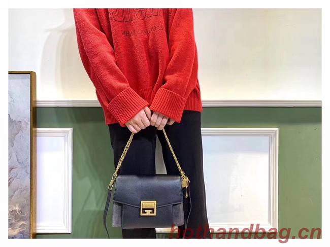 GIVENCHY GV3 leather and suede shoulder bag 9989 black