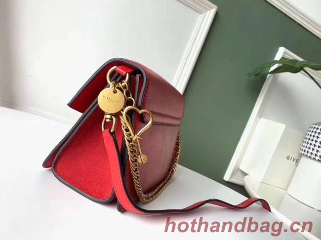 GIVENCHY GV3 leather and suede shoulder bag 9989 red