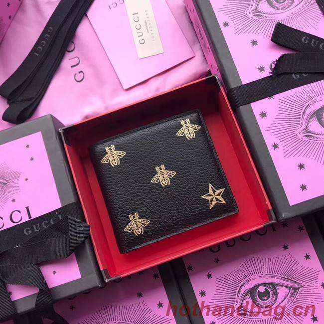 Gucci Bee Star leather bi-fold wallet 495055 black