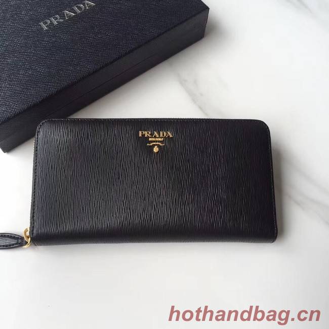 Prada Leather Large Zippy Wallets 1ML505 black