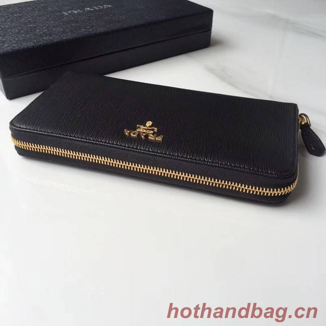 Prada Leather Large Zippy Wallets 1ML505 black