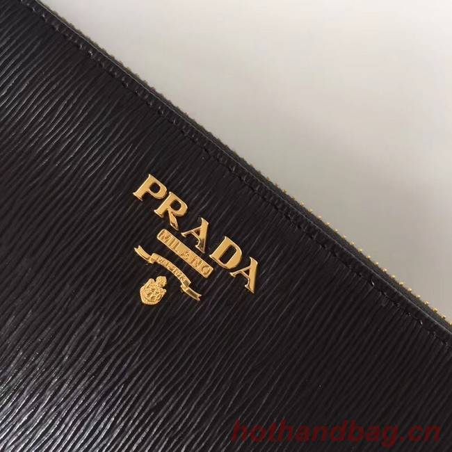 Prada Leather Large Zippy Wallets 1ML505 black