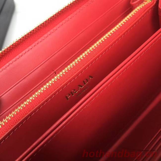 Prada Leather Large Zippy Wallets 1ML505 red