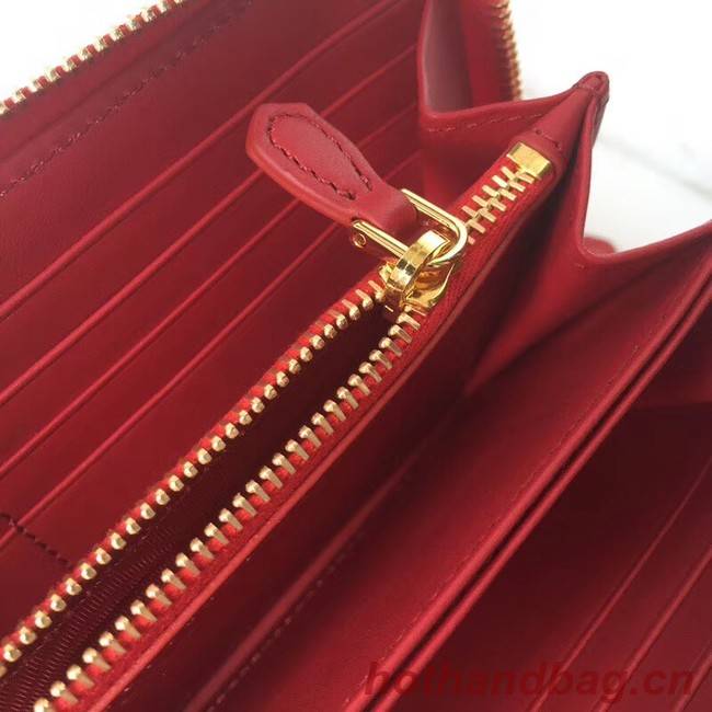 Prada Leather Large Zippy Wallets 1ML505 red