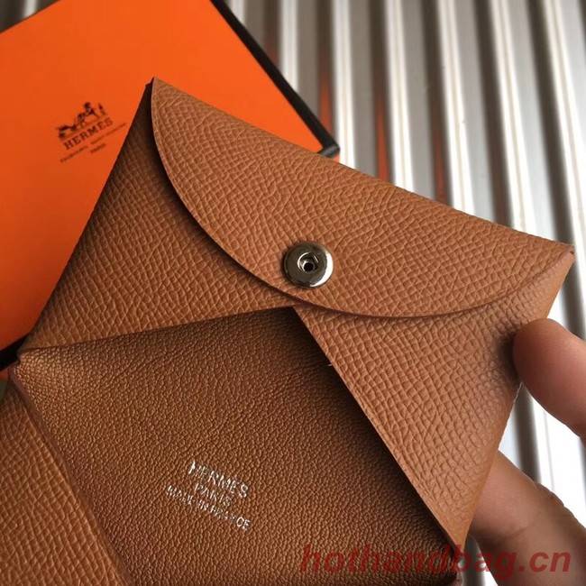 Hermes Bastia Epsom card case H0369 Camel