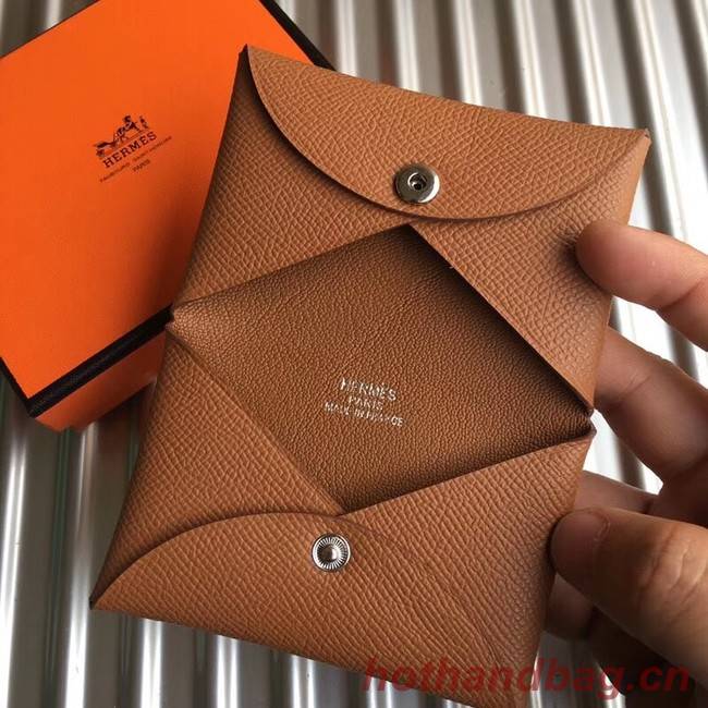 Hermes Bastia Epsom card case H0369 Camel