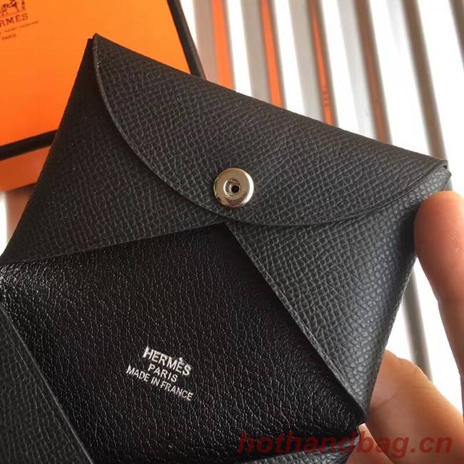 Hermes Bastia Epsom card case H0369 black