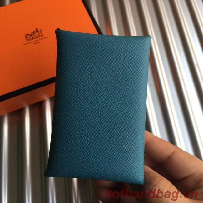 Hermes Bastia Epsom card case H0369 blue