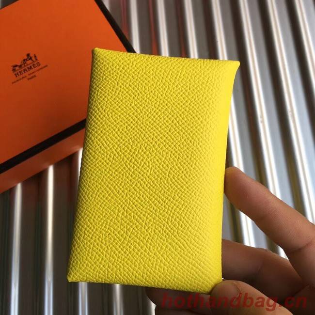 Hermes Bastia Epsom card case H0369 lemon