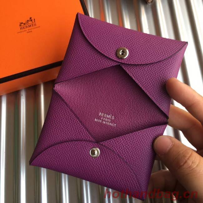 Hermes Bastia Epsom card case H0369 purple