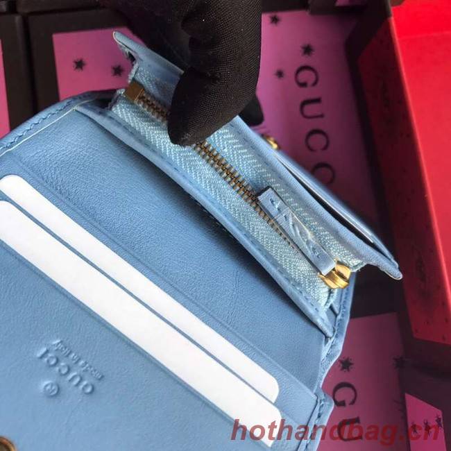 Gucci GG Marmont card case 466492 light blue