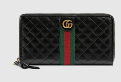 Gucci Leather zip around wallet with Double G 536450 Black