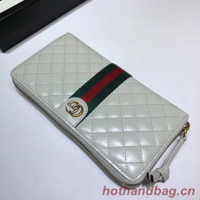 Gucci Leather zip around wallet with Double G 536450 white