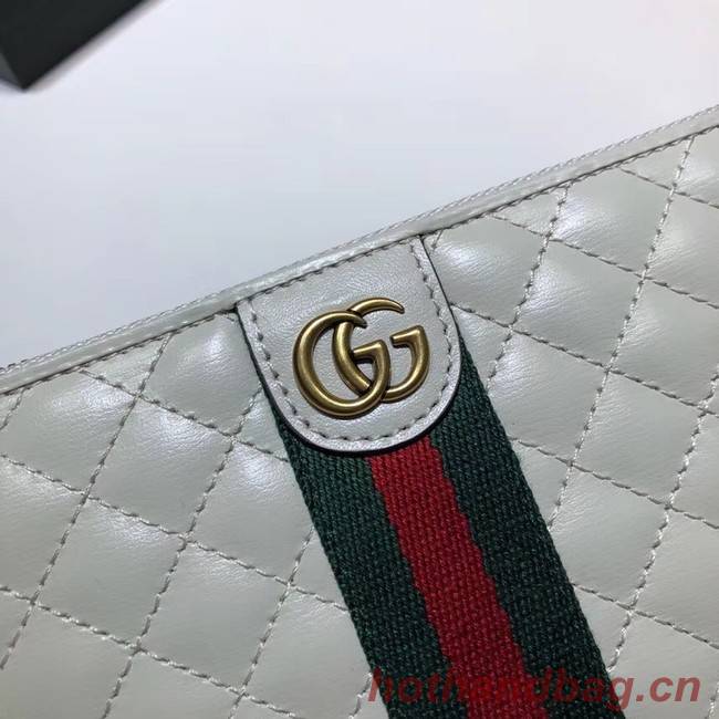 Gucci Leather zip around wallet with Double G 536450 white