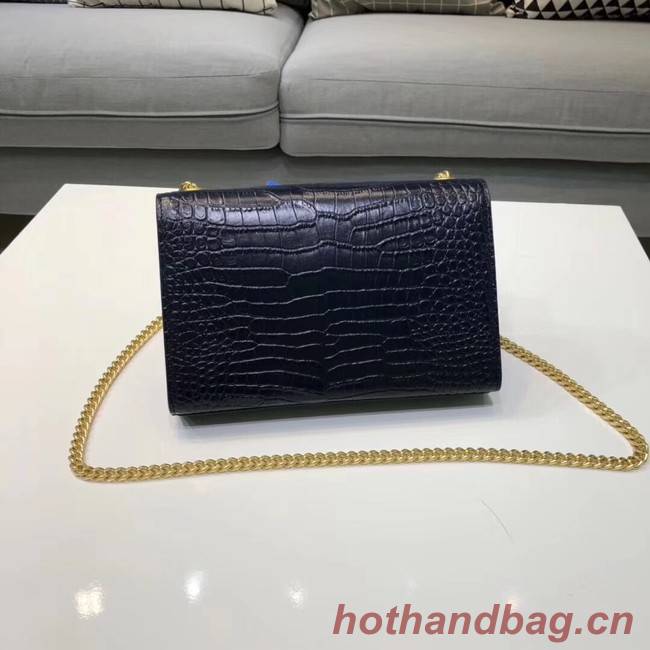 SAINT LAURENT Kate croc-embossed leather shoulder bag 474366 Royal Blue