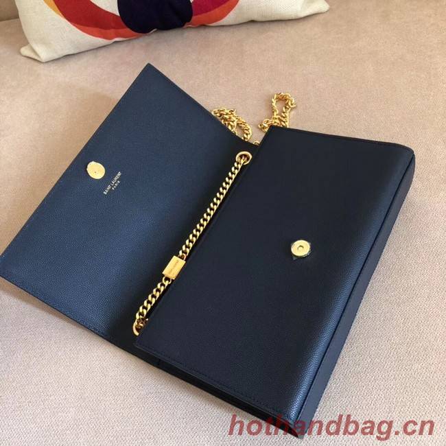 SAINT LAURENT Monogram Kate medium pebbled leather shoulder bag 354021 dark blue