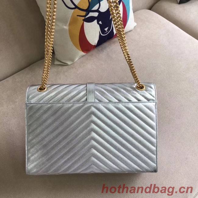 YSL Flap Bag Calfskin Leather 396910 silver