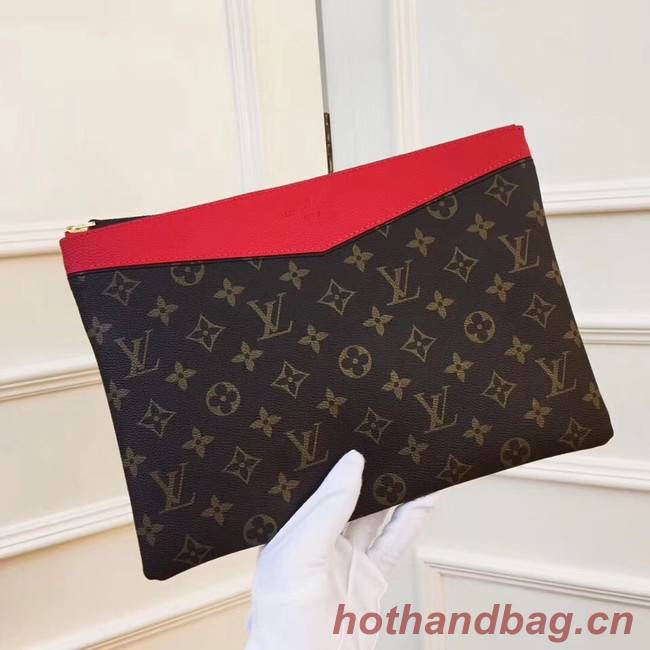 Louis vuitton original Monogram Canvas DAILY POUCH M62048 red