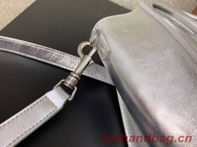 CELINE NANO LUGGAGE BAG IN LAMINATED LAMBSKIN 189243 SILVER