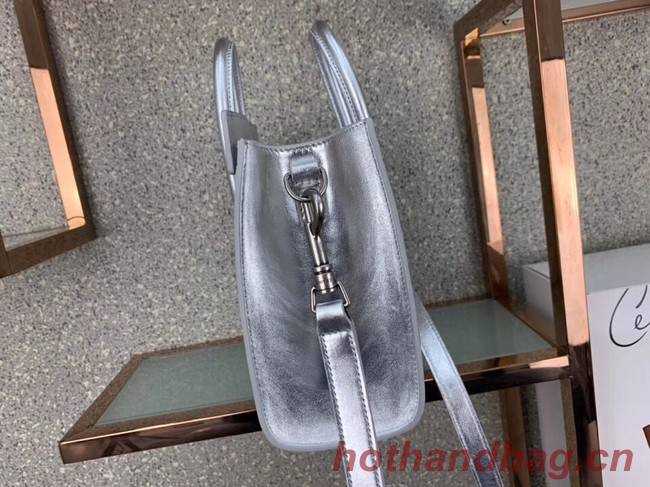 CELINE NANO LUGGAGE BAG IN LAMINATED LAMBSKIN 189243 SILVER