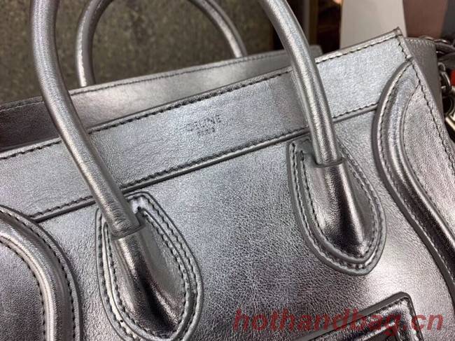 CELINE NANO LUGGAGE BAG IN LAMINATED LAMBSKIN 189243 SILVER