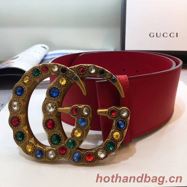 Gucci Wide leather belt with Double G 550111 red