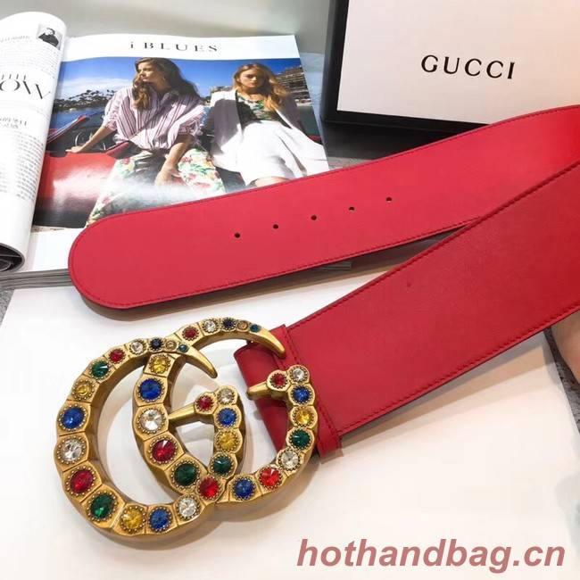 Gucci Wide leather belt with Double G 550111 red