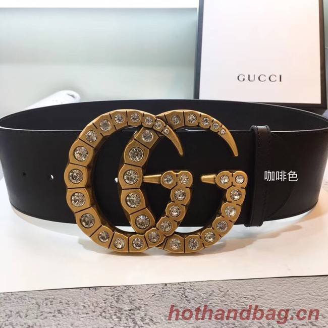 Gucci Wide leather with crystal Double G buckle 550110 Chocolates