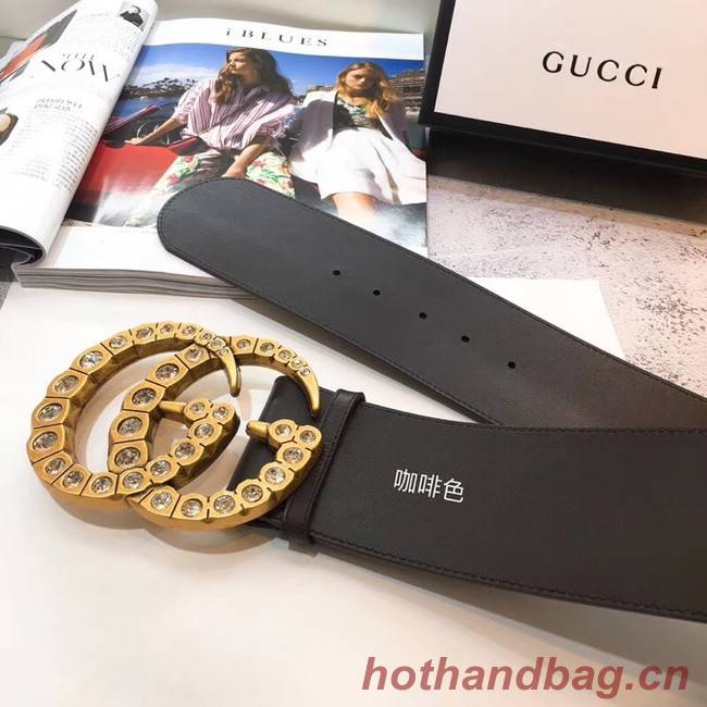 Gucci Wide leather with crystal Double G buckle 550110 Chocolates