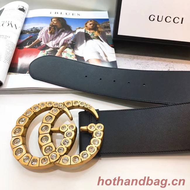 Gucci Wide leather with crystal Double G buckle 550110 black