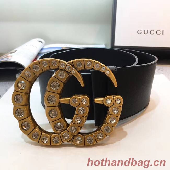 Gucci Wide leather with crystal Double G buckle 550110 black