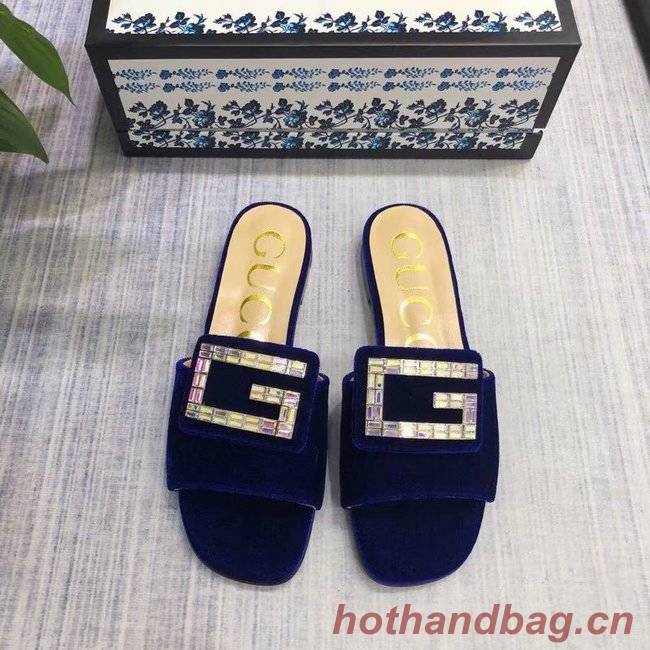 Gucci Velvet slide with crystal G GG1470BL-3