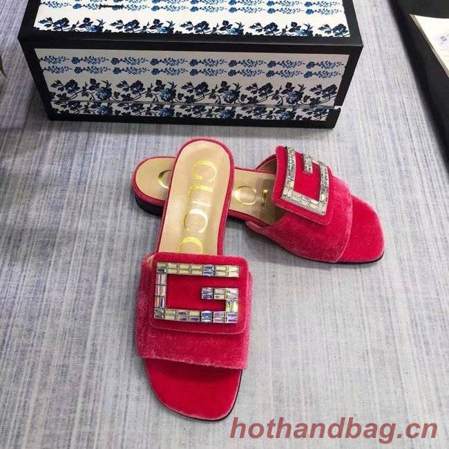 Gucci Velvet slide with crystal G GG1470BL-4