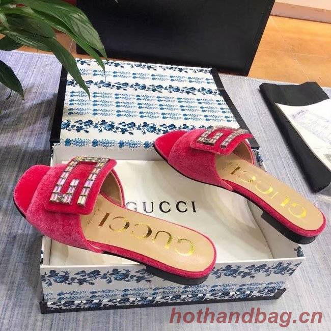 Gucci Velvet slide with crystal G GG1470BL-4