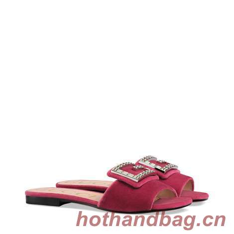 Gucci Velvet slide with crystal G GG1470BL-4