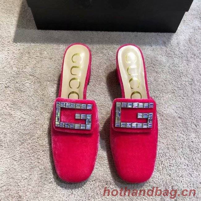 Gucci Velvet slide with crystal G GG1471BL-2