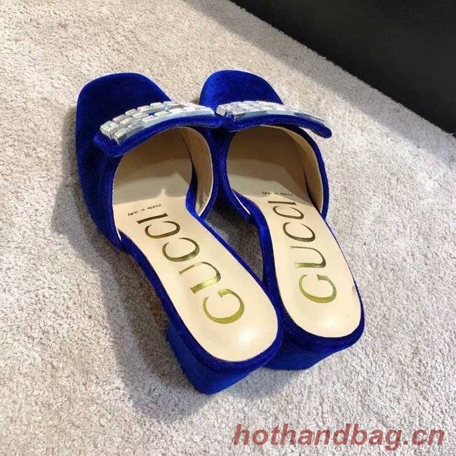 Gucci Velvet slide with crystal G GG1471BL-3