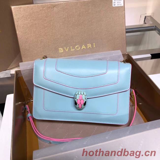 BVLGARI Serpenti Forever metallic-leather shoulder bag 39174 light blue