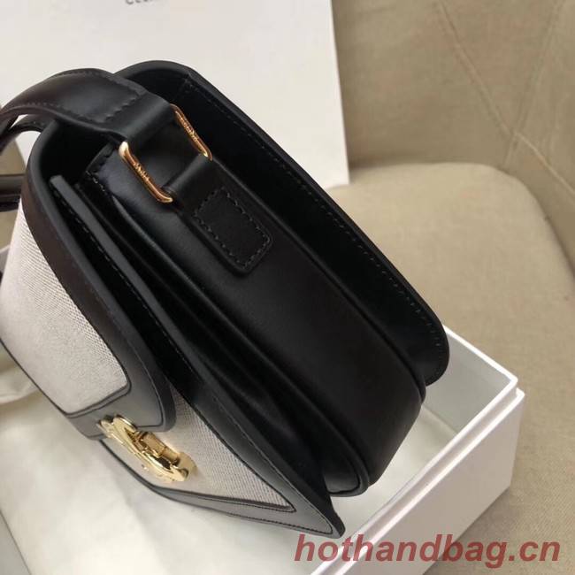 CELINE LARGE TRIOMPHE BAG IN TEXTILE AND NATURAL CALFSKIN 18887 black