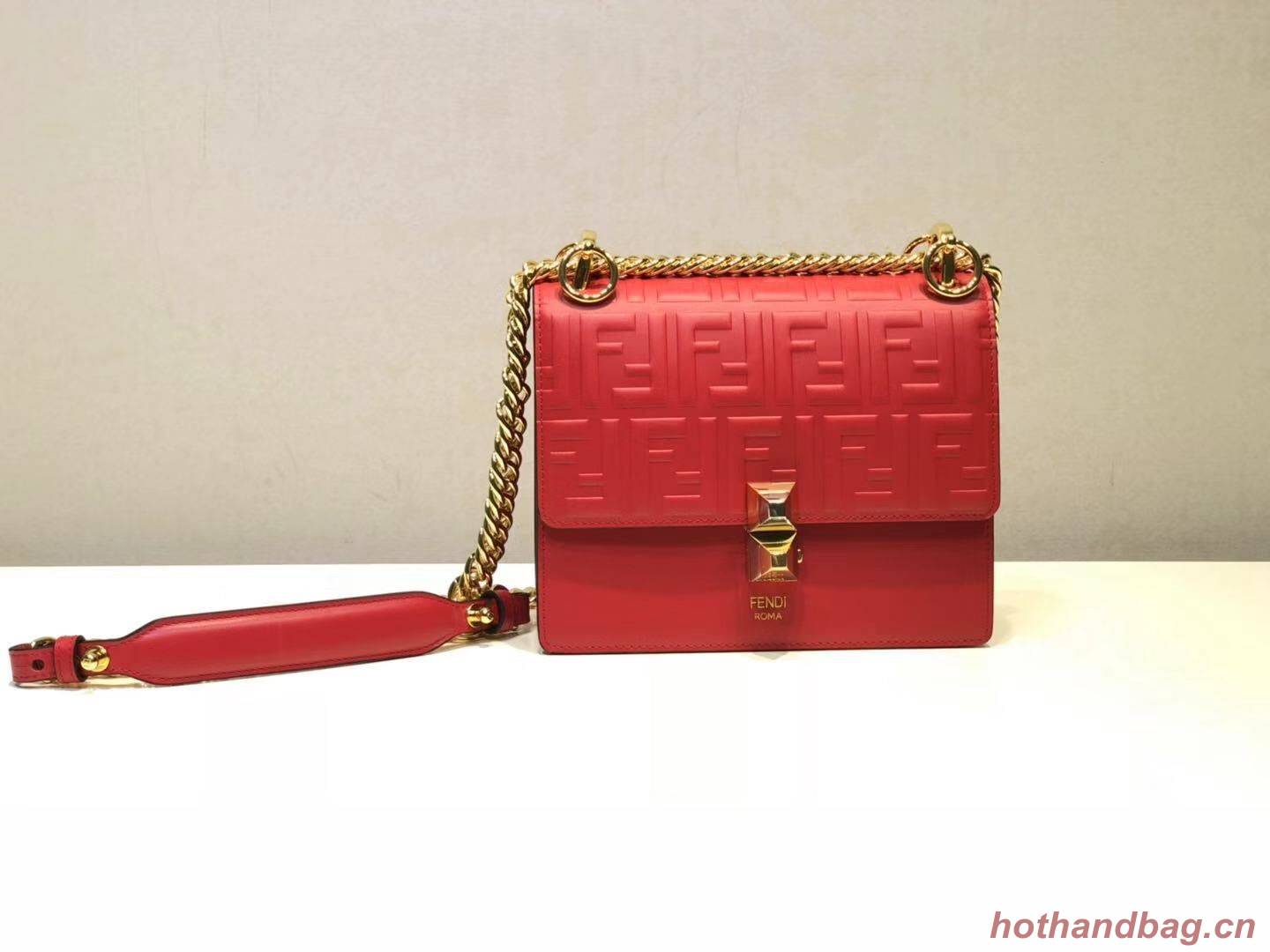 Fendi KAN I SMALL Multicolor fabric mini-bag 8BT0381 red