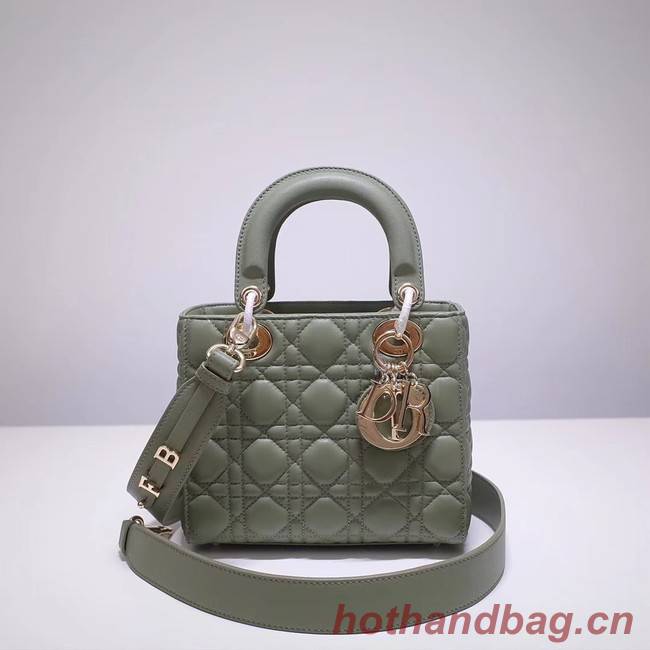 Dior lucky badges Original sheepskin Tote Bag A88035 green