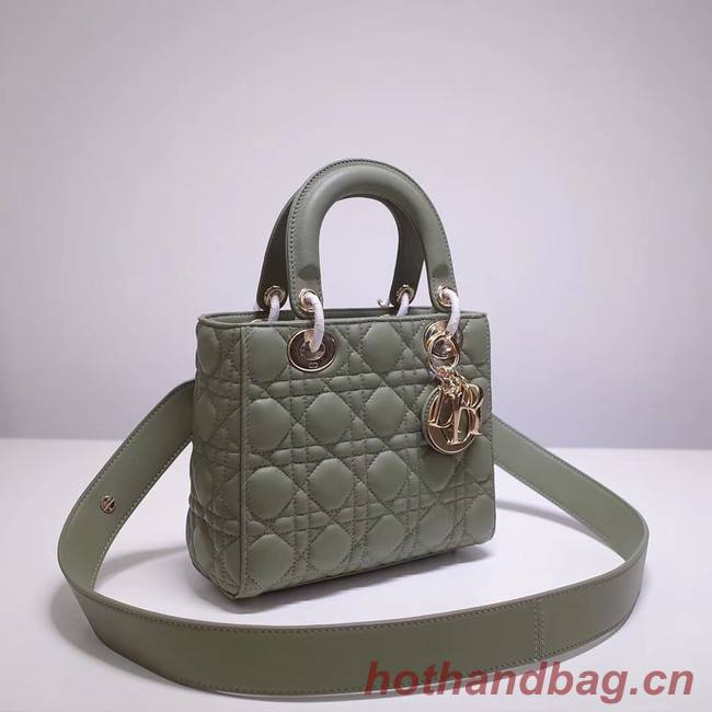 Dior lucky badges Original sheepskin Tote Bag A88035 green