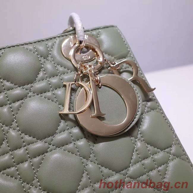 Dior lucky badges Original sheepskin Tote Bag A88035 green