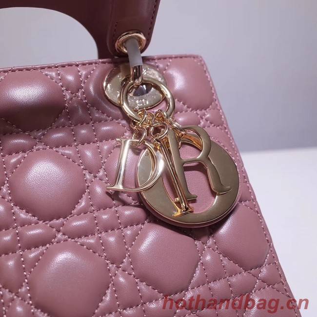 Dior lucky badges Original sheepskin Tote Bag A88035 pink