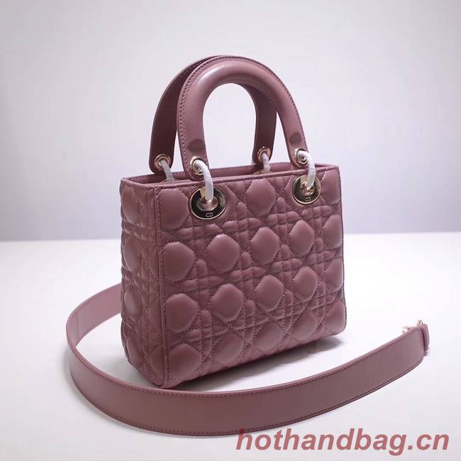 Dior lucky badges Original sheepskin Tote Bag A88035 pink