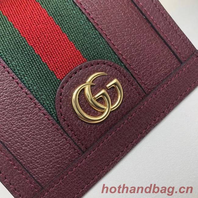 Gucci Ophidia leather wallet 523155 Wine