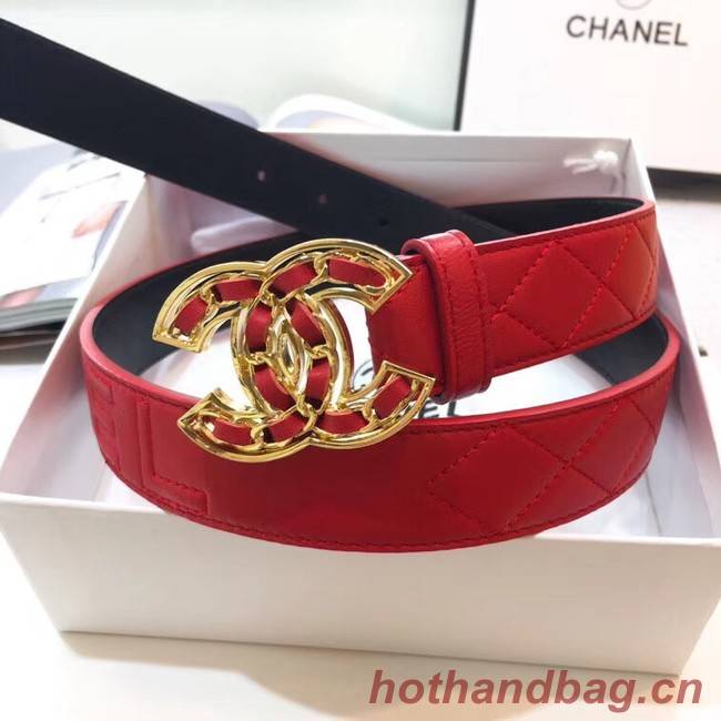 Chanel Calf Leather Belt Wide with 32mm 56608