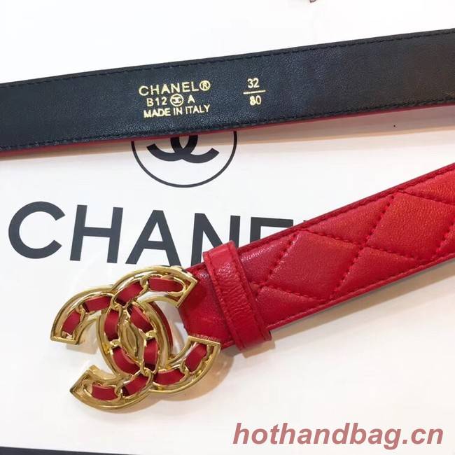 Chanel Calf Leather Belt Wide with 32mm 56608