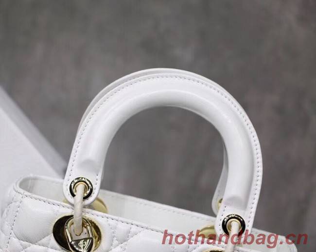 Dior lucky badges Original sheepskin Tote Bag A88035 white