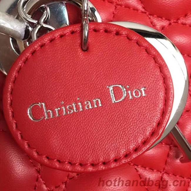 Dior lucky badges Original sheepskin Tote Bag A88035 red